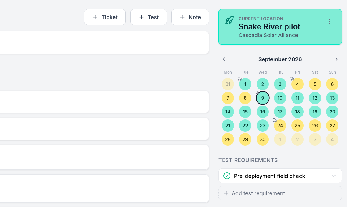 Robot diary timeline with revisions, repairs and deployments